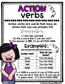 Action Verbs Anchor Chart Action Verbs Anchor Chart Verbs Anchor Chart Classroom Anchor Charts