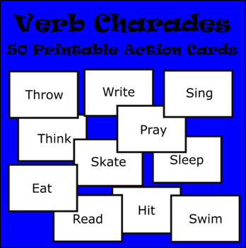 Action Verb Charades Card Game Act Out Vocabulary Words By Print A Toy