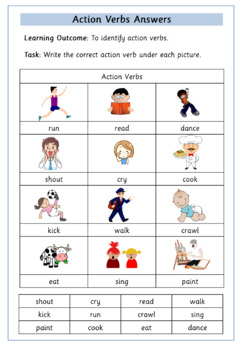 Action Verb Worksheet by Inspire and Educate | Teachers Pay Teachers