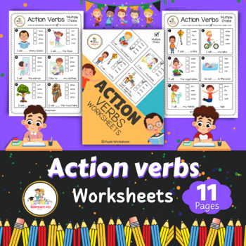 Preview of Action Verbs Activities I  Woorksheet Action Verbs Multiple Choice 2nd-4th Grad