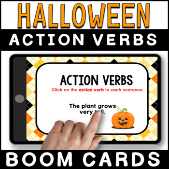 Preview of Action Verbs BOOM CARDS | Halloween Themed | Grammar Practice