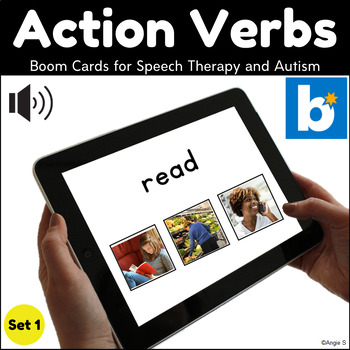 Preview of Action Verbs BOOM CARDS™ Speech Therapy Vocabulary Autism Sped ESL Set 1