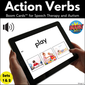 Preview of Action Verbs BOOM CARDS™ Autism Speech Therapy Digital Resource Sets 1 & 2