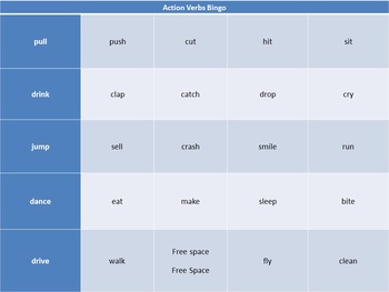 Action Verbs Bingo by Ian Fitton | Teachers Pay Teachers