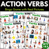 Action Verbs Bingo Game and Vocabulary Cards with Real Pic