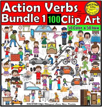 Preview of Action Verbs Bundle 1 Clip Art  Kids Action Verbs