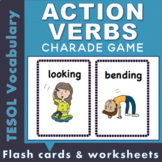 Illustrated Action Verb flash cards & worksheets