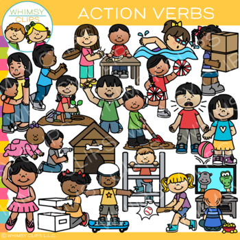 Preview of Kids In Action Verbs Clip Art