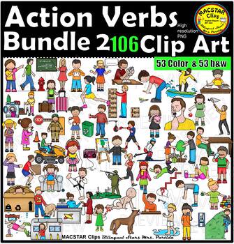 Preview of Action Verbs Clip Art BUNDLE II Kids Action Verbs