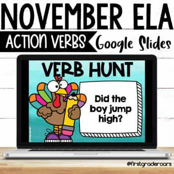 Preview of Action Verbs Digital November Google Slides