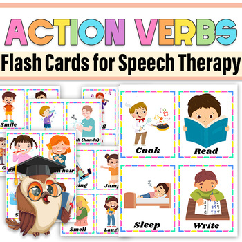 Preview of Action Verbs Flash Cards for Speech Therapy |Action Verbs  Vocabulary ESL