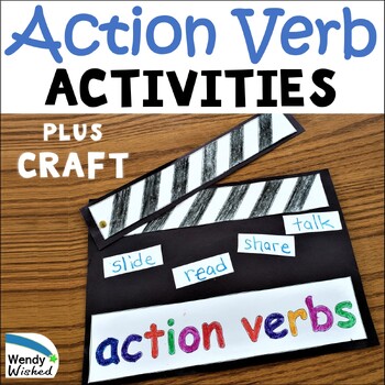 Preview of Action Verbs Language Arts Grammar Practice Craft, Worksheets, and Activities