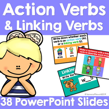 Preview of Action Verbs, Linking Verbs PowerPoint