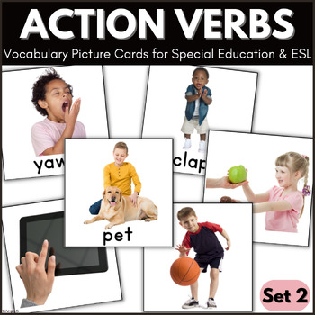 Preview of Action Verbs Flashcards Speech Therapy ESL Vocabulary Picture Cards Sped Set 2