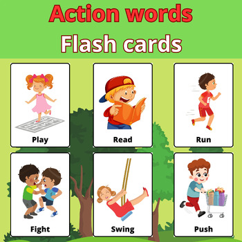 Action Verbs Picture Vocabulary flash Cards by My education my right