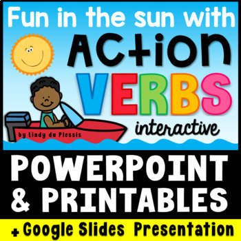 Preview of Action Verbs PowerPoint / Google Slides, Worksheets, Poster, and More!