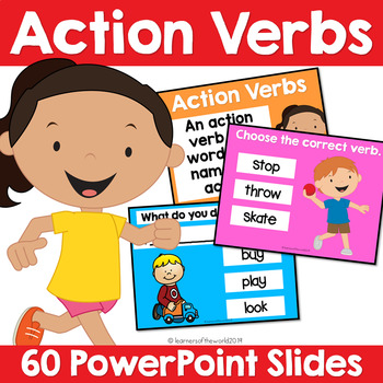 Preview of Action Verbs PowerPoint - L.K.1, L.1.1