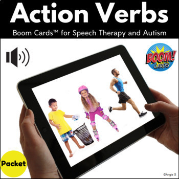 Preview of Action Verbs Speech Therapy BOOM CARDS™ Special Education Digital Resources