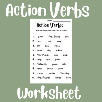 Preview of Action Verbs Worksheet