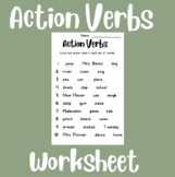 Action Verbs Worksheet