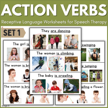 Preview of Action Verbs Worksheets Speech Therapy Special Education Autism ESL Set 1