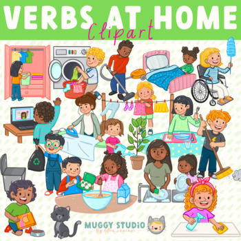 Preview of Action Verbs at Home Clipart