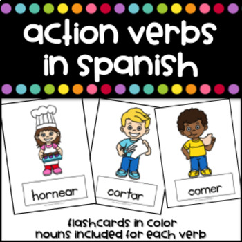 Preview of Action Verbs in Spanish Flashcards - Verbos