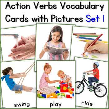 Preview of Action Verbs Vocabulary Picture Cards Speech Therapy ESL Sped Autism Set 1