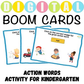 Preview of Action Words Activity For Kindergarten Boom Cards