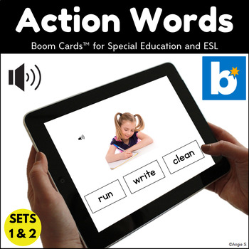 Preview of Action Words BOOM CARDS™ Special Education ESL Digital Resource