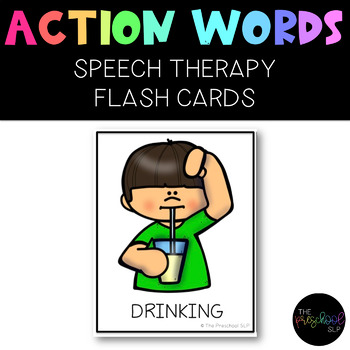 Preview of Speech Therapy: 140 Verb Action Words Flash Cards