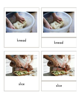 Preview of Action Words -- In the Kitchen (Montessori 3-Part Cards)