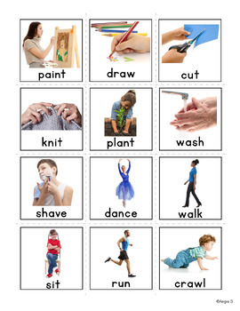 Action Verbs Flashcards for Special Education by Angie S | TpT