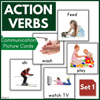 Preview of Action Verbs Communication Cards for Special Education Autism Visuals Flashcards