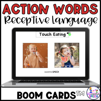 Preview of Verbs Action Words Boom Cards for Speech Therapy Receptive Language