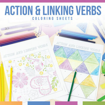 Preview of Action and Linking Verbs Coloring Sheet Coloring Grammar Activity