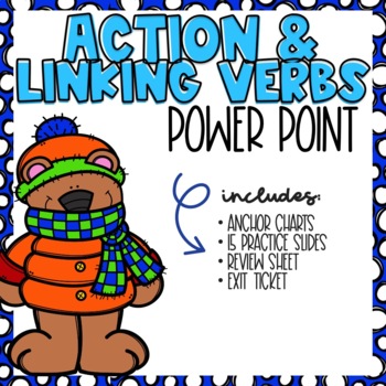 Preview of Action and Linking Verbs PowerPoint Winter Themed
