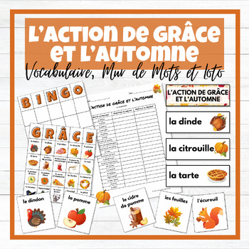 Preview of Action de grâce & Automne -French Thanksgiving Fall Vocab Word Wall & Loto/Bingo