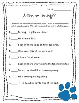 action or linking verbs worksheets types of verbs by pray