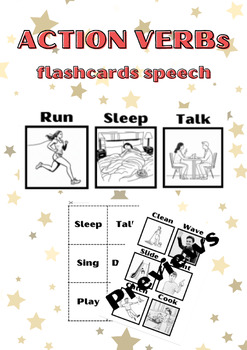Preview of Action verbs flashcards speech therapy esl vocabulary autism sped pictures set 1