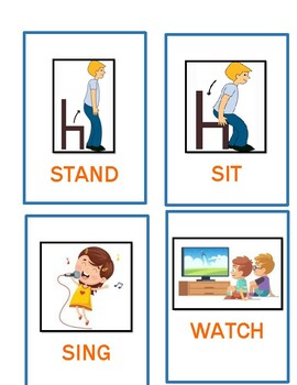 Preview of 36 Action verbs posters/ flashcards (editable and fillable resource)
