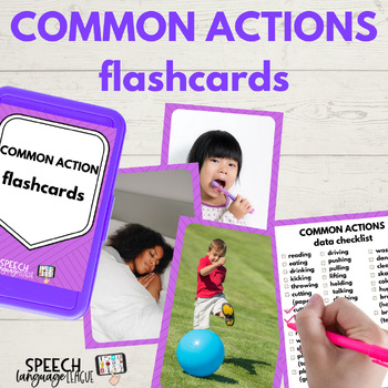 Preview of Actions Verb Flash Cards Task Cards for Speech Therapy