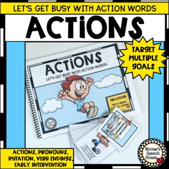 Preview of ACTIONS Verbs Pronouns IMITATION Early Literacy Pre-k  Autism Early Childhood