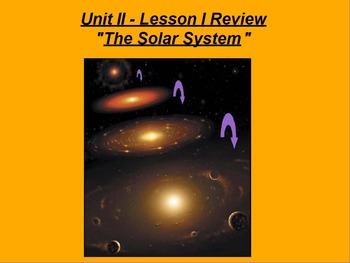 Preview of ActivInspire Review Unit II Lesson I "The Solar System"