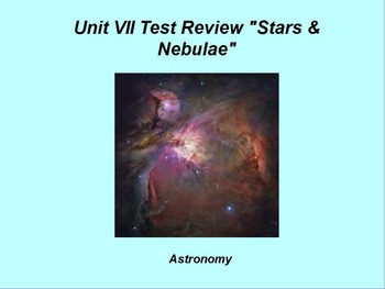 Preview of ActivInspire Unit VII Test Review  "Stars & Nebulae"