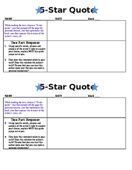 Preview of Activator or Summarizer: 5-Star Quote (any text)