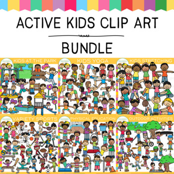 Preview of Active Kids in Action Clip Art Bundle