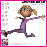 Active Kids Clip Art Set - 20 Clipart images Showing Kids 