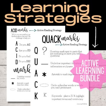 Preview of Active Learning Strategies, Reading and Writing Templates, Study Strategies