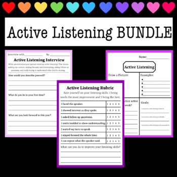 Preview of Active Listening BUNDLE - Student Self-Assessment & Interview & Worksheet